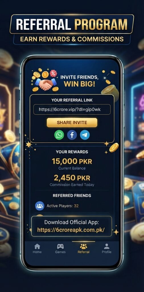 Referral Program Earn Rewards & Commissions - 6 Crore Game